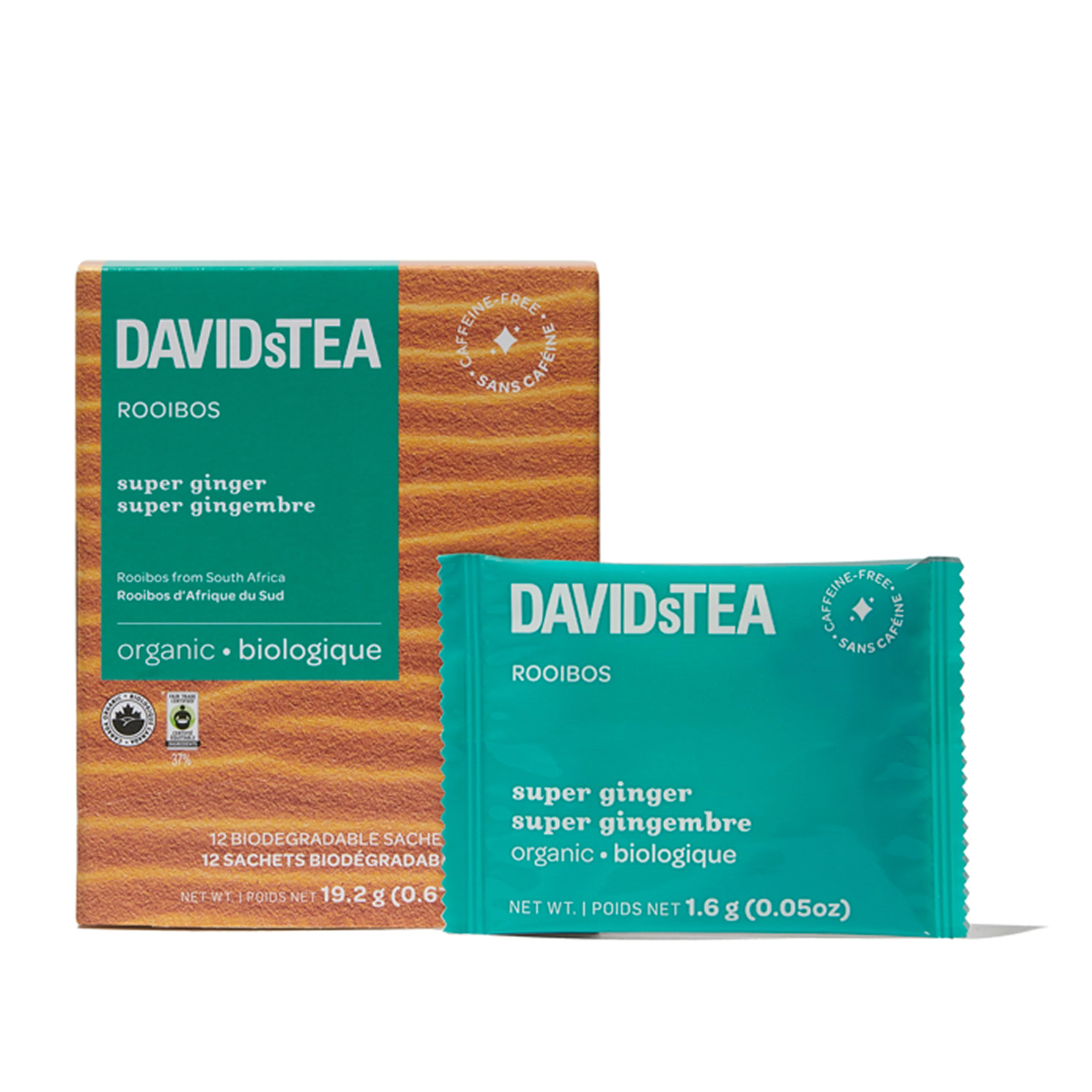 DAVIDsTEA Organic Super Ginger Tea Pack of 12 Sachets — SKU SB-FB6799-53FCAFE177D475
