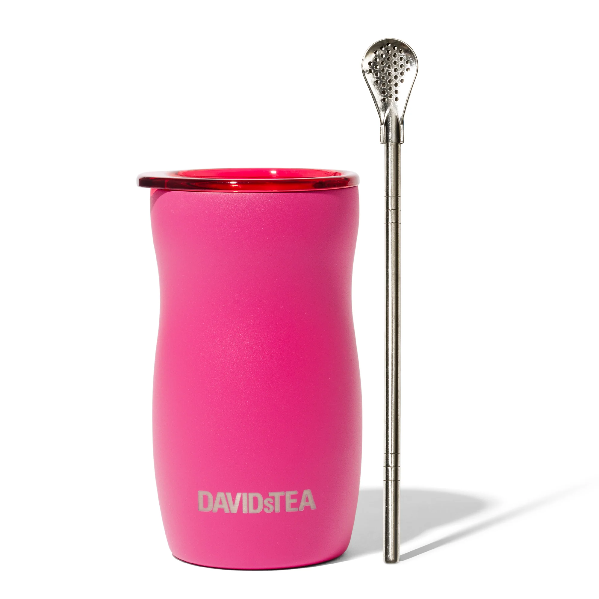 DAVIDsTEA Fuchsia Yerba Maté Cup & Bombilla Straw Duo