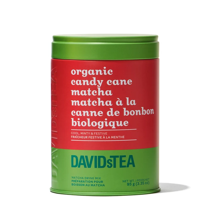 DAVIDsTEA Organic Candy Cane Matcha Tea Printed Tin