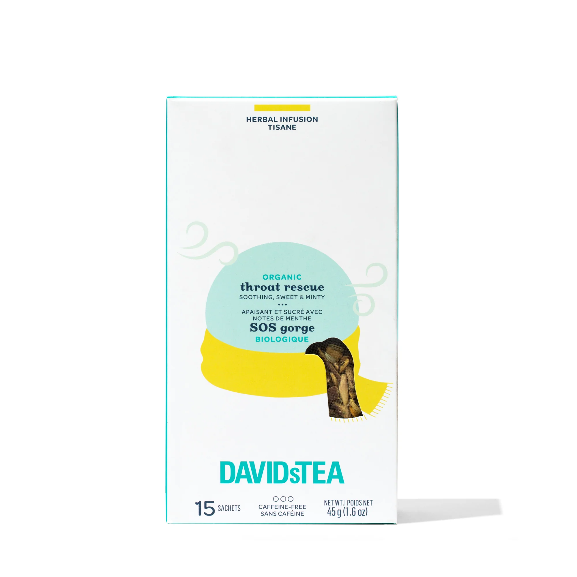 DAVIDsTEA Organic Throat Rescue Tea Pack of 15 Sachets