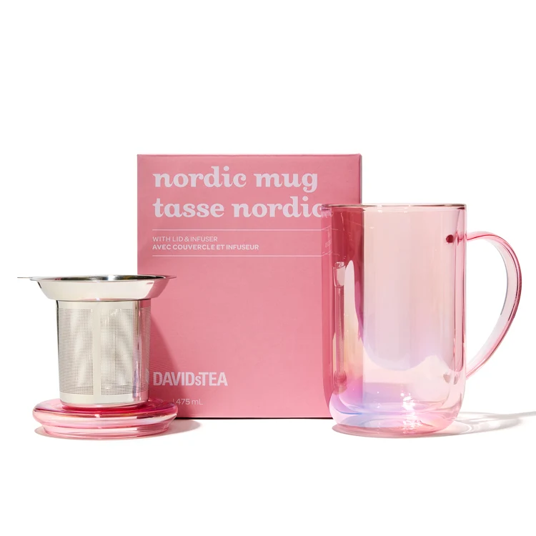 DAVIDsTEA Iridescent Pink Double Walled Glass Nordic Mug — SKU SB-FB6799-908183E819CCEC