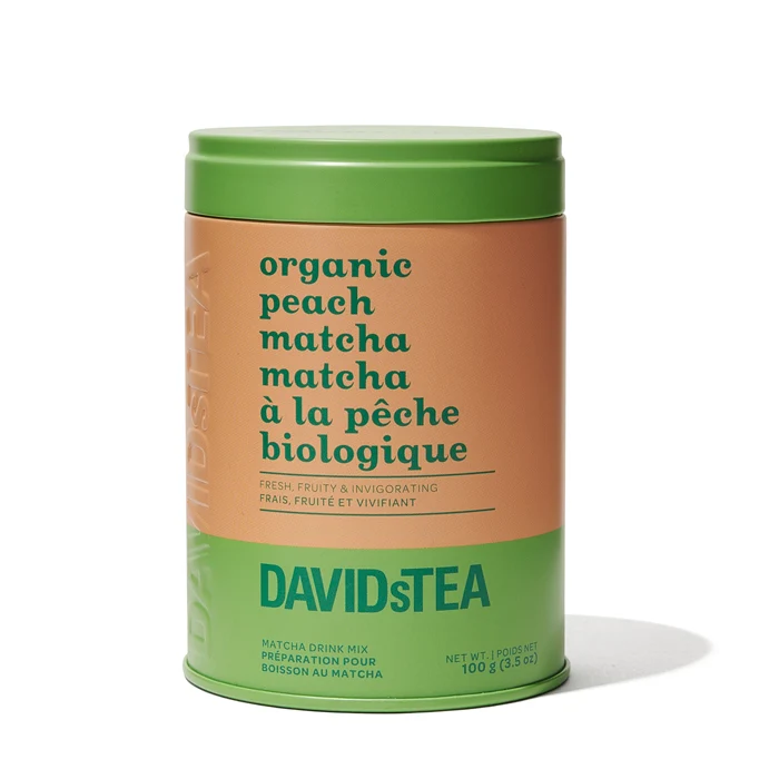 DAVIDsTEA Organic Peach Matcha Tea Printed Tin