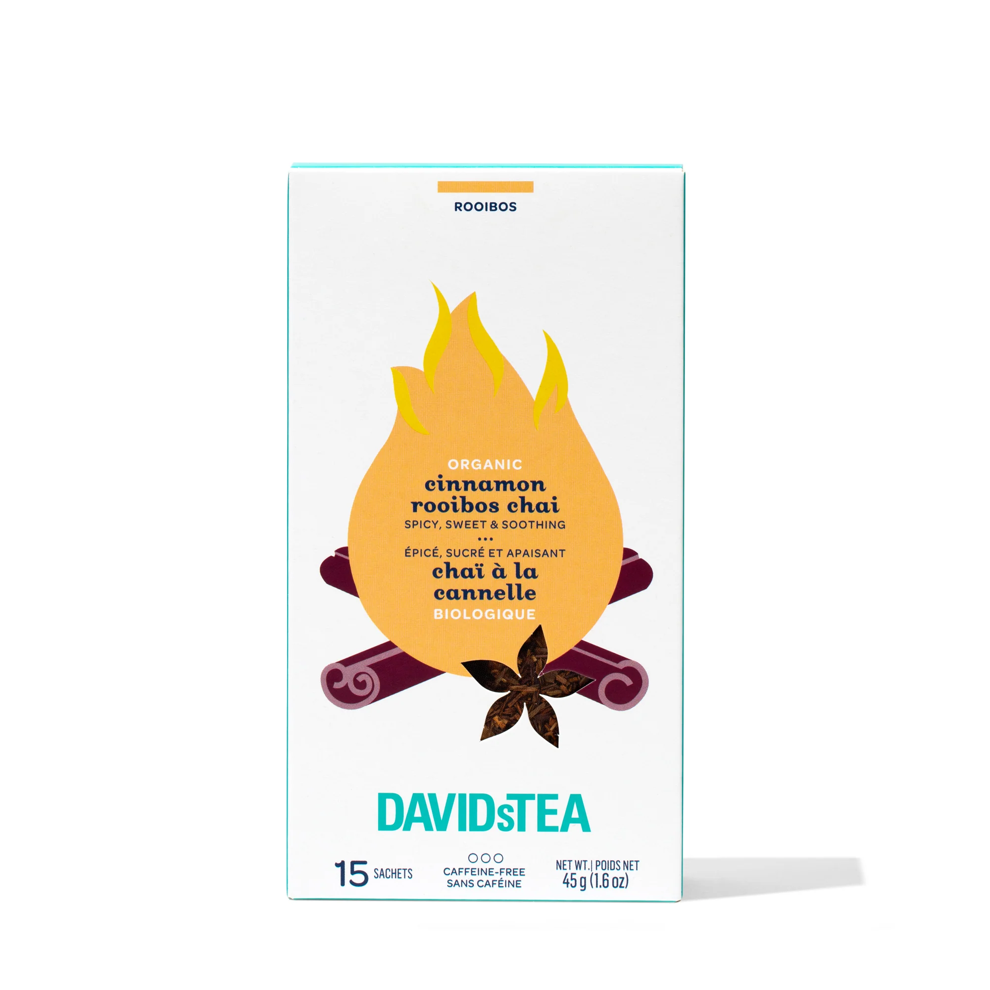DAVIDsTEA Organic Cinnamon Rooibos Chai Tea Pack of 15 Sachets