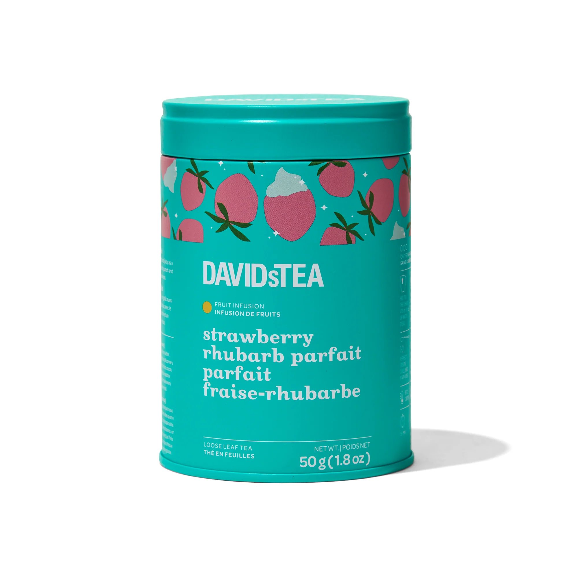 DAVIDsTEA Strawberry Rhubarb Parfait Tea Loose Leaf Tin