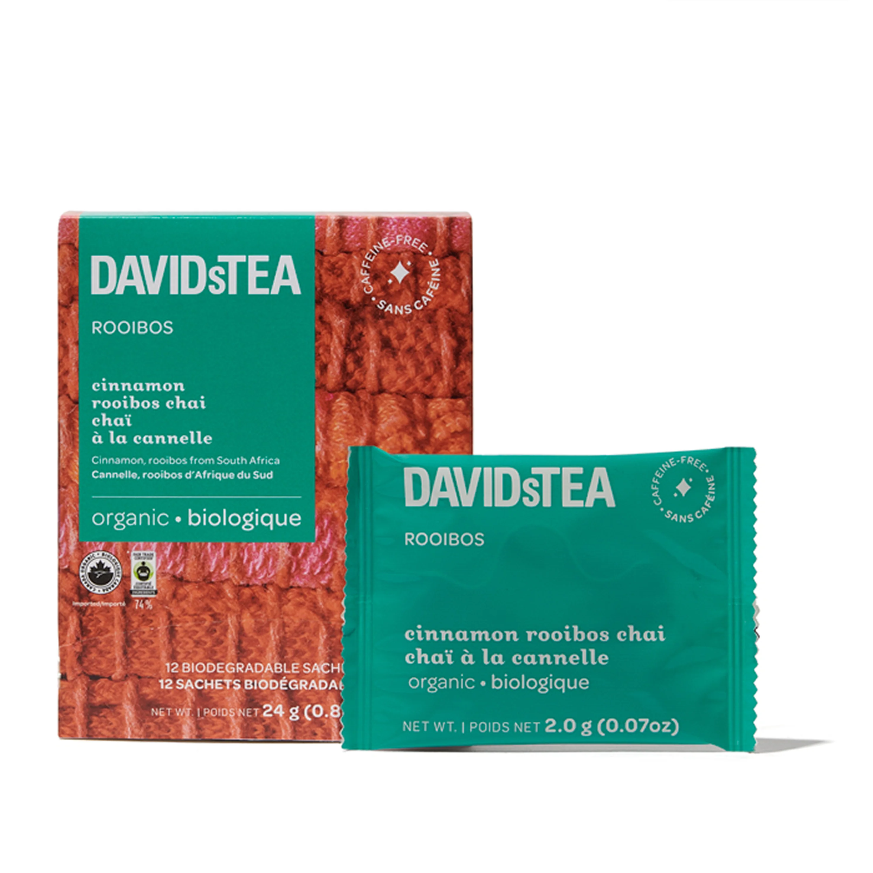 DAVIDsTEA Organic Cinnamon Rooibos Chai Tea Pack of 12 Sachets — SKU SB-FB6799-E66C4CB4A81884