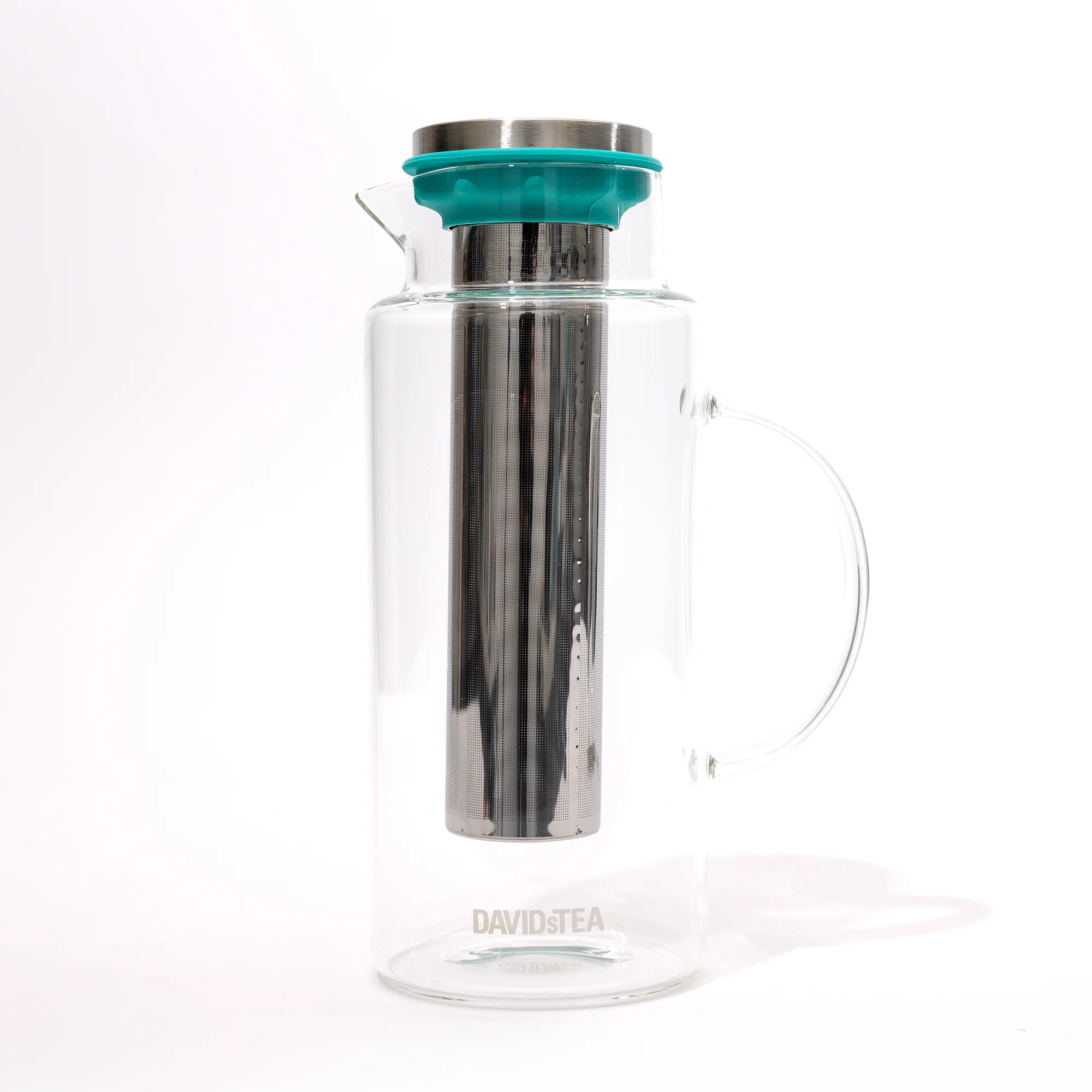 DAVIDsTEA Teal Glass Pitcher