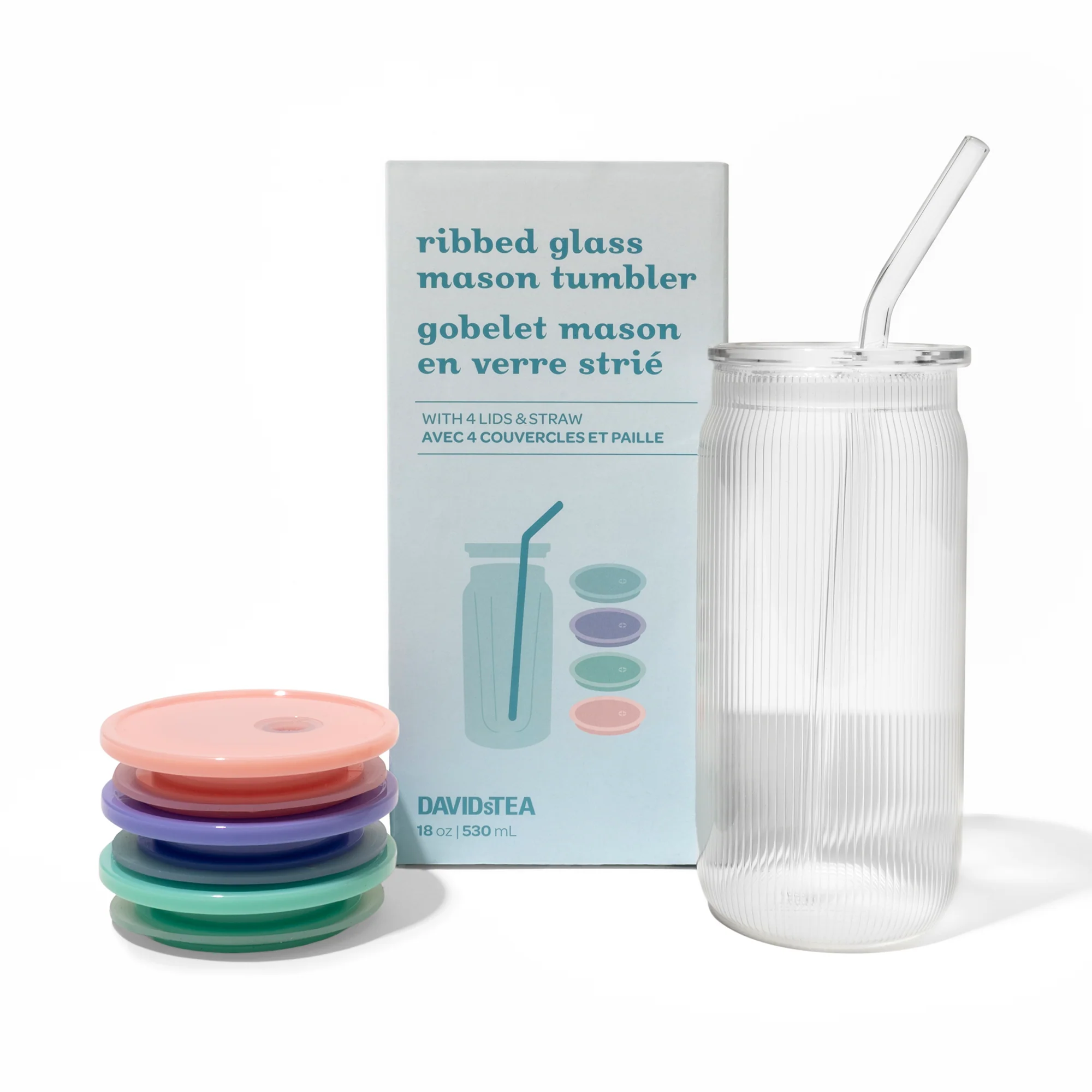 DAVIDsTEA Ribbed Glass Mason Tumbler — SKU SB-FB6799-640209DBC34372